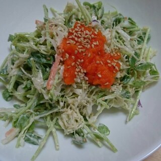 人参で彩り(*^^*)豆苗とキャベツの生野菜☆